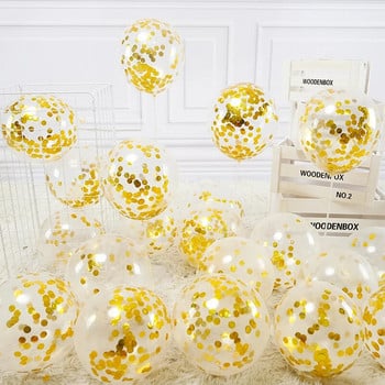 12-инчови бляскави конфети, латексови балони, романтична сватбена украса, розово злато, прозрачна украса за парти за рожден ден, детски празник за бебе