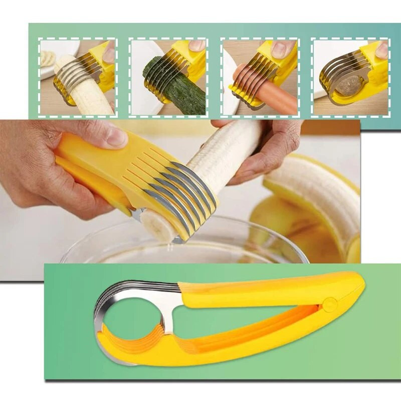 Kūrybinė bananų pjaustyklė Kumpio dešros pjaustyklė Pagrindinis puslapis Kasdienis bananų pjaustyklės salotų pyragaičiai Įrankiai Pjaustyklė Vaisių pjaustyklė Virtuvės priedai