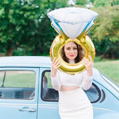 1 бр. Диамантен пръстен Балон от алуминиево фолио Сватбена украса за Свети Валентин Алуминиево фолио Балон с хелий Декорации за една партия