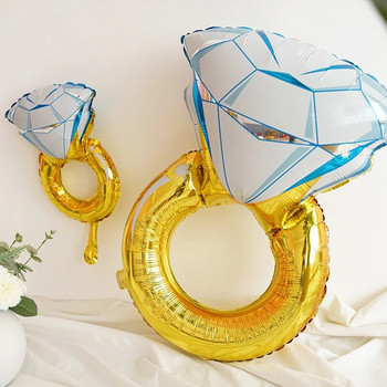 1 τμχ Διαμαντένιο Δαχτυλίδι Αλουμινόχαρτο Μπαλόνι για την Ημέρα του Αγίου Βαλεντίνου Διακόσμηση γάμου Αλουμινόχαρτο Αλουμινόχαρτο Ηλίου Διακοσμήσεις για μονό πάρτι