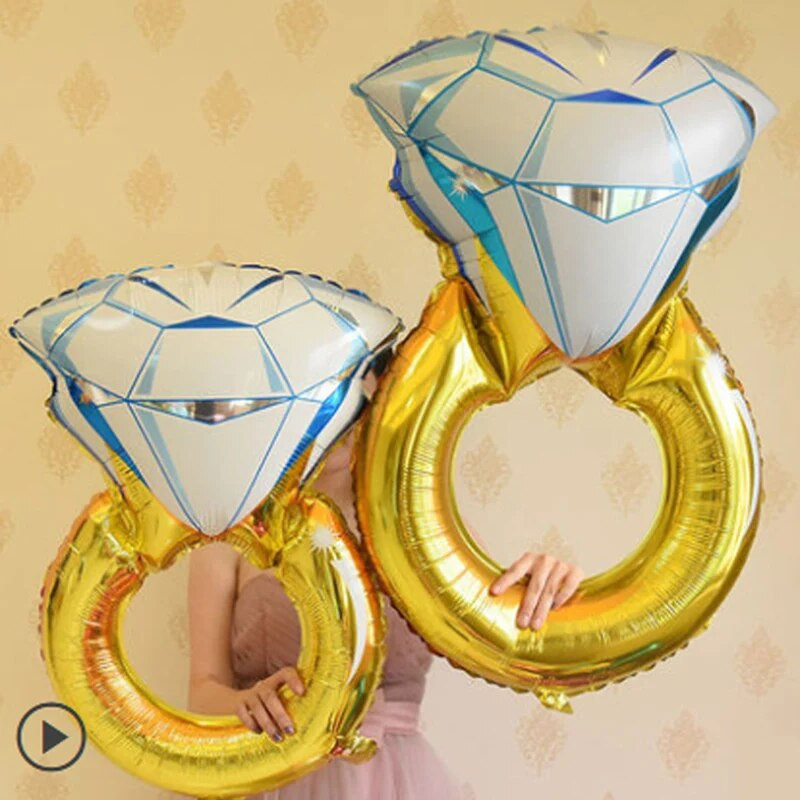 1 бр. Диамантен пръстен Балон от алуминиево фолио Сватбена украса за Свети Валентин Алуминиево фолио Балон с хелий Декорации за една партия
