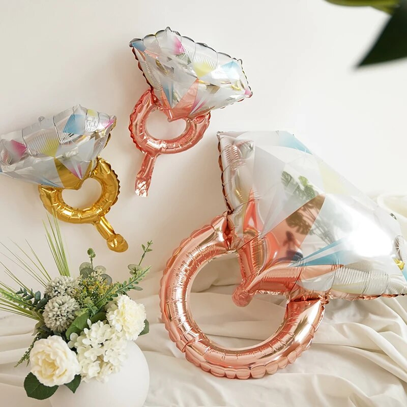 1 бр. Диамантен пръстен Балон от алуминиево фолио Сватбена украса за Свети Валентин Алуминиево фолио Балон с хелий Декорации за една партия