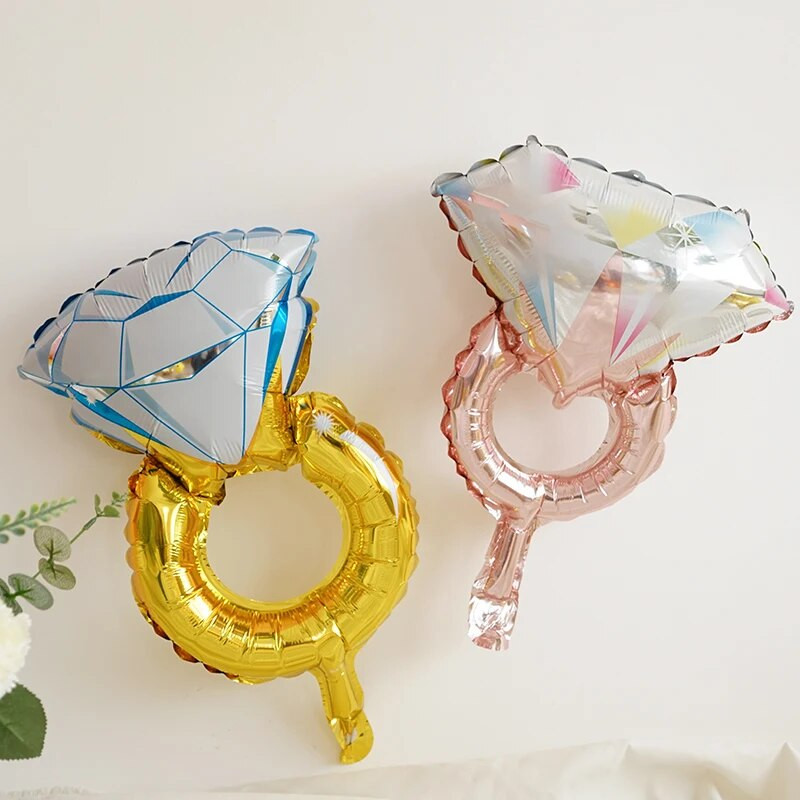 1 бр. Диамантен пръстен Балон от алуминиево фолио Сватбена украса за Свети Валентин Алуминиево фолио Балон с хелий Декорации за една партия