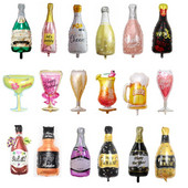 Бутилка уиски/Чаша за шампанско Голям размер Балон с хелиево фолио за възрастни Рожден ден Сватба Парти Декорация Тематична сцена Творческа декорация