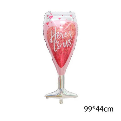 Бутилка уиски/Чаша за шампанско Голям размер Балон с хелиево фолио за възрастни Рожден ден Сватба Парти Декорация Тематична сцена Творческа декорация