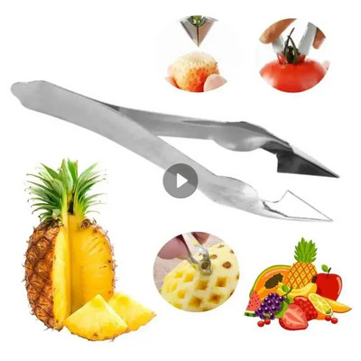 Strawberry Huller Melon Fruit Seed Slicer Clips Kitchen Tools Fruit Corers Peeler Pineapple Slicer Cutter Clips Stainless Steel