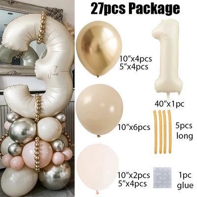 27 τμχ/σετ 40 ιντσών Κρέμα Καραμέλα Αριθμός Μπαλόνια 1-9 Μεγάλη Ψηφιακή Αλουμινόχαρτο Μπάλα ηλίου Παιδική Διακοσμητική Γαμήλια Γενέθλια Ενηλίκων
