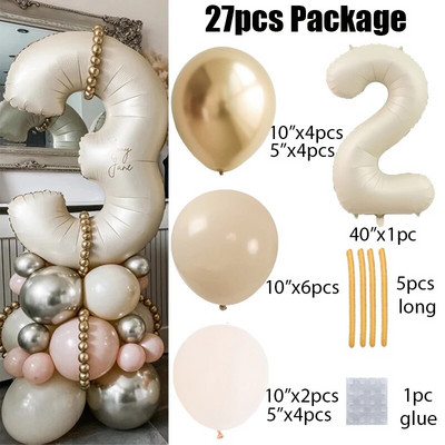 27 τμχ/σετ 40 ιντσών Κρέμα Καραμέλα Αριθμός Μπαλόνια 1-9 Μεγάλη Ψηφιακή Αλουμινόχαρτο Μπάλα ηλίου Παιδική Διακοσμητική Γαμήλια Γενέθλια Ενηλίκων