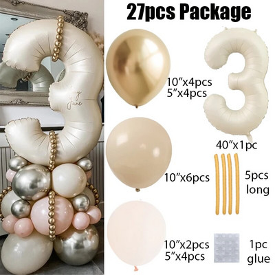 27 τμχ/σετ 40 ιντσών Κρέμα Καραμέλα Αριθμός Μπαλόνια 1-9 Μεγάλη Ψηφιακή Αλουμινόχαρτο Μπάλα ηλίου Παιδική Διακοσμητική Γαμήλια Γενέθλια Ενηλίκων
