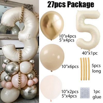 27 τμχ/σετ 40 ιντσών Κρέμα Καραμέλα Αριθμός Μπαλόνια 1-9 Μεγάλη Ψηφιακή Αλουμινόχαρτο Μπάλα ηλίου Παιδική Διακοσμητική Γαμήλια Γενέθλια Ενηλίκων