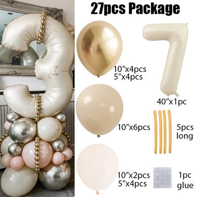 27 τμχ/σετ 40 ιντσών Κρέμα Καραμέλα Αριθμός Μπαλόνια 1-9 Μεγάλη Ψηφιακή Αλουμινόχαρτο Μπάλα ηλίου Παιδική Διακοσμητική Γαμήλια Γενέθλια Ενηλίκων