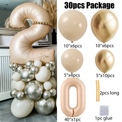 27 τμχ/σετ 40 ιντσών Κρέμα Καραμέλα Αριθμός Μπαλόνια 1-9 Μεγάλη Ψηφιακή Αλουμινόχαρτο Μπάλα ηλίου Παιδική Διακοσμητική Γαμήλια Γενέθλια Ενηλίκων