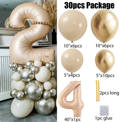 27 τμχ/σετ 40 ιντσών Κρέμα Καραμέλα Αριθμός Μπαλόνια 1-9 Μεγάλη Ψηφιακή Αλουμινόχαρτο Μπάλα ηλίου Παιδική Διακοσμητική Γαμήλια Γενέθλια Ενηλίκων