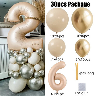 27 τμχ/σετ 40 ιντσών Κρέμα Καραμέλα Αριθμός Μπαλόνια 1-9 Μεγάλη Ψηφιακή Αλουμινόχαρτο Μπάλα ηλίου Παιδική Διακοσμητική Γαμήλια Γενέθλια Ενηλίκων
