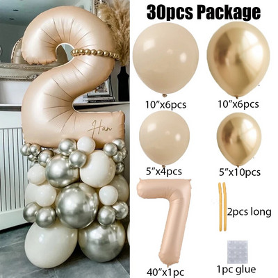 27 τμχ/σετ 40 ιντσών Κρέμα Καραμέλα Αριθμός Μπαλόνια 1-9 Μεγάλη Ψηφιακή Αλουμινόχαρτο Μπάλα ηλίου Παιδική Διακοσμητική Γαμήλια Γενέθλια Ενηλίκων