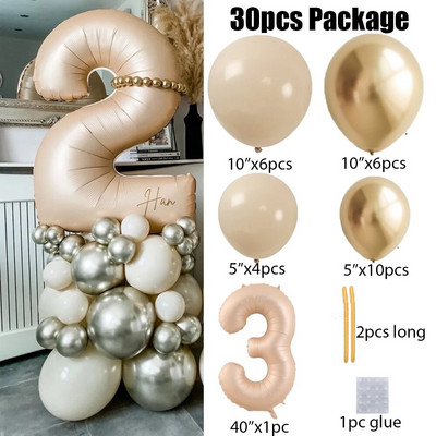 27 τμχ/σετ 40 ιντσών Κρέμα Καραμέλα Αριθμός Μπαλόνια 1-9 Μεγάλη Ψηφιακή Αλουμινόχαρτο Μπάλα ηλίου Παιδική Διακοσμητική Γαμήλια Γενέθλια Ενηλίκων
