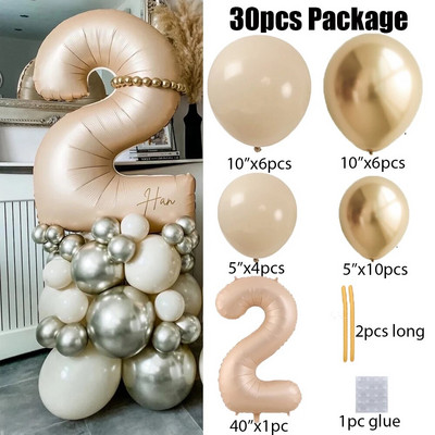 27 τμχ/σετ 40 ιντσών Κρέμα Καραμέλα Αριθμός Μπαλόνια 1-9 Μεγάλη Ψηφιακή Αλουμινόχαρτο Μπάλα ηλίου Παιδική Διακοσμητική Γαμήλια Γενέθλια Ενηλίκων