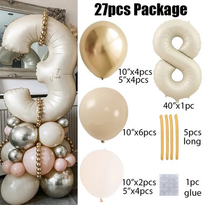 27 τμχ/σετ 40 ιντσών Κρέμα Καραμέλα Αριθμός Μπαλόνια 1-9 Μεγάλη Ψηφιακή Αλουμινόχαρτο Μπάλα ηλίου Παιδική Διακοσμητική Γαμήλια Γενέθλια Ενηλίκων