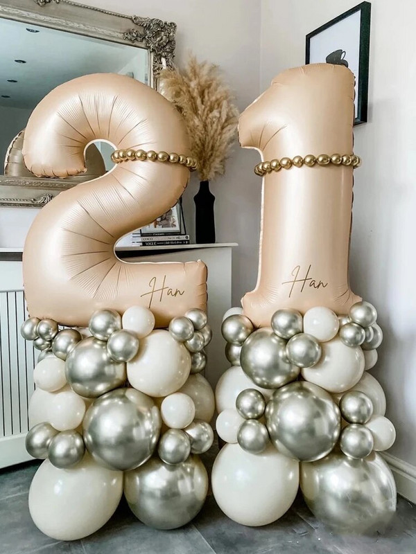 27 τμχ/σετ 40 ιντσών Κρέμα Καραμέλα Αριθμός Μπαλόνια 1-9 Μεγάλη Ψηφιακή Αλουμινόχαρτο Μπάλα ηλίου Παιδική Διακοσμητική Γαμήλια Γενέθλια Ενηλίκων