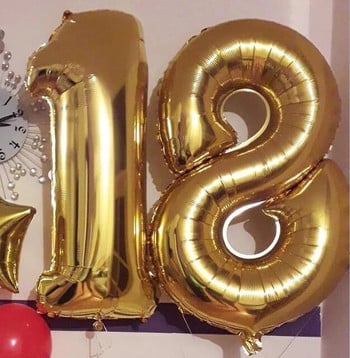 Μπαλόνια 32 ιντσών Αριθμός 18 Ασημένιο Ροζ Χρυσό Μπλε Ροζ Χρώμα Ψηφιακά Μπαλόνια για Αγόρι Κορίτσι Διακόσμηση πάρτι 18ης επετείου γενεθλίων