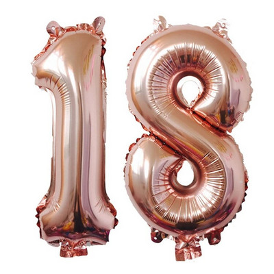 Μπαλόνια 32 ιντσών Αριθμός 18 Ασημένιο Ροζ Χρυσό Μπλε Ροζ Χρώμα Ψηφιακά Μπαλόνια για Αγόρι Κορίτσι Διακόσμηση πάρτι 18ης επετείου γενεθλίων
