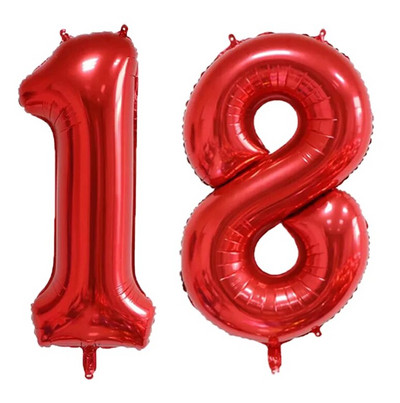 Μπαλόνια 32 ιντσών Αριθμός 18 Ασημένιο Ροζ Χρυσό Μπλε Ροζ Χρώμα Ψηφιακά Μπαλόνια για Αγόρι Κορίτσι Διακόσμηση πάρτι 18ης επετείου γενεθλίων