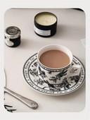 Керамични чаши Чаши за кафе Черни ръчно рисувани цветя Птица Керамична чаша за кафе и комплект чинийки Домашно парти Чай Мляко Чаши Кухненски прибори