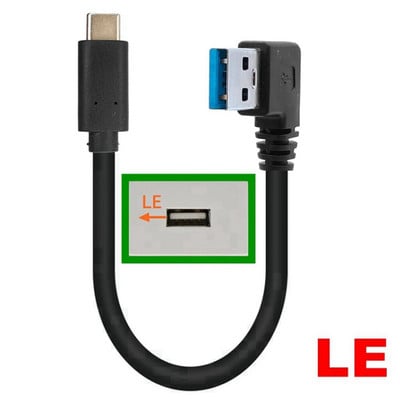 90 Μοίρες Πάνω Κάτω ΑριστεράΔεξιά Γωνία USB 3.0 (Type-A) Αρσενικό σε USB3.1 (Type-C) Αρσενικό USB Data Sync, βύσμα καλωδίου φόρτισης (μαύρο) 0,2 m