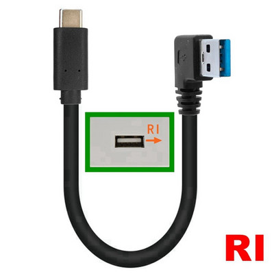 90 Μοίρες Πάνω Κάτω ΑριστεράΔεξιά Γωνία USB 3.0 (Type-A) Αρσενικό σε USB3.1 (Type-C) Αρσενικό USB Data Sync, βύσμα καλωδίου φόρτισης (μαύρο) 0,2 m