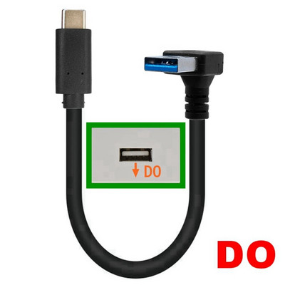 90 Μοίρες Πάνω Κάτω ΑριστεράΔεξιά Γωνία USB 3.0 (Type-A) Αρσενικό σε USB3.1 (Type-C) Αρσενικό USB Data Sync, βύσμα καλωδίου φόρτισης (μαύρο) 0,2 m