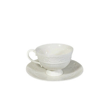Европейски стил релефни керамични чаши и чинии с високи крачета чаши за кафе и чинии домашни ресторанти чаши и чинии за следобеден чай