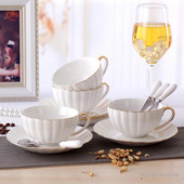 Bone China popietės arbatos puodelis Aukštos klasės auksu dažytos britiškos juodosios arbatos kavos puodeliai ir lėkštės 180 ml keraminiai espreso puodeliai