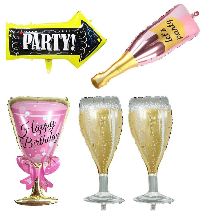 Голям висок ток Гигантско червило Целувка Бутилка вино Фолио балон за сватбена декорация Булчински душ Грим Парти Консумативи за рожден ден