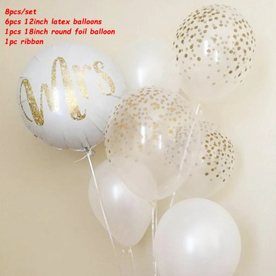 18-инчови кръгли балони с блясък от бяло злато Mr&mrs Love Фолиеви балони Bride To Be Marriage Сватба Свети Валентин Консумативи за декорация