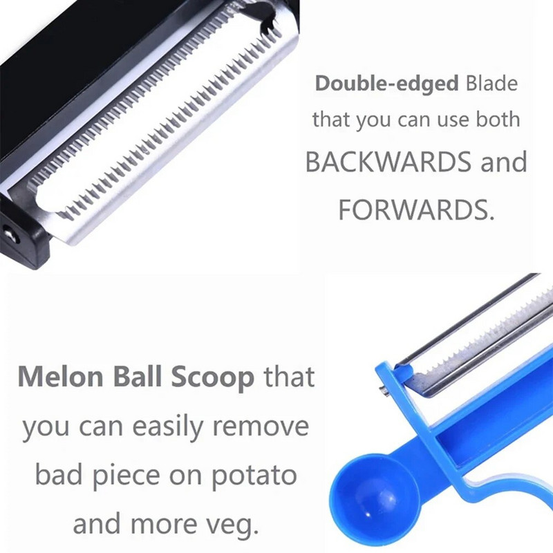 3 bucăți de curățat legume cu lamă din oțel inoxidabil Tăiător rotativ pentru tăiat julienne pentru cartofi, morcovi, răzătoare, tăiței, set de instrumente pentru tocat