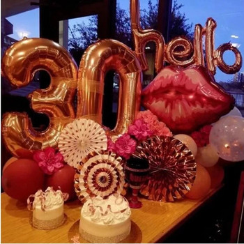 Rose gold Hello happy 30 балон от алуминиево фолио розово злато номер 18 20 21 25 30 декорация за рожден ден за възрастни надуваем балон