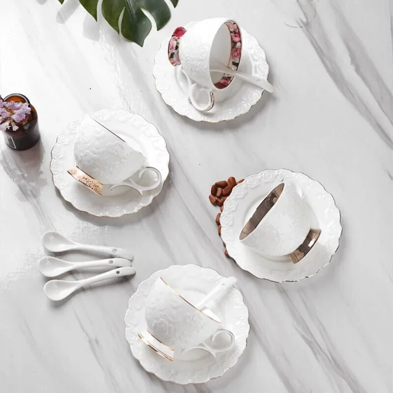 Keramičke šalice i tanjurići Set šalica za kavu Kontinentalni set za čaj Šalica za kavu Jednobojna engleska šalica za poslijepodnevni čaj