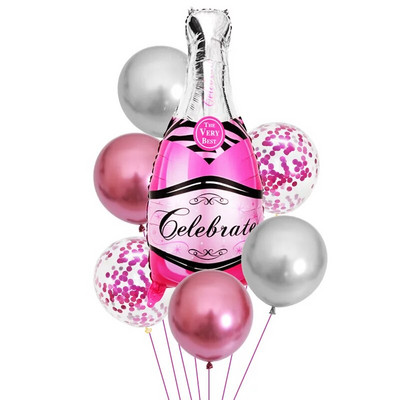 Nova boca šampanjca set balona Raspored ukrasa za rođendansku zabavu Pivska čaša 7-dijelni aluminijski balon