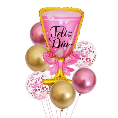 Nova boca šampanjca set balona Raspored ukrasa za rođendansku zabavu Pivska čaša 7-dijelni aluminijski balon