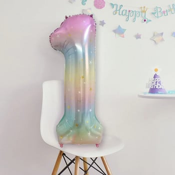 40-инчов цветен балон с градиентно число 0-9 цифри Фолиев хелиев балон Пеперуда Момиче Декорация за парти за рожден ден Baby Shower Детски подаръци