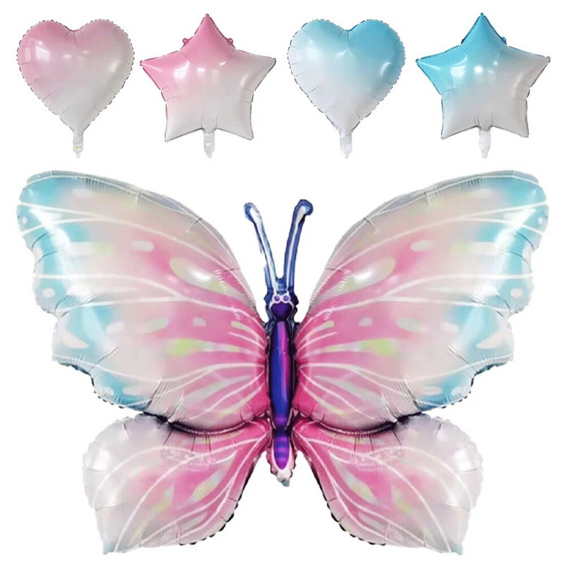 40 collu krāsains gradienta numura balons 0–9 ciparu folijas hēlija balons, tauriņš, meitenes dzimšanas dienas ballītes dekors, bērnu dušas dāvanas