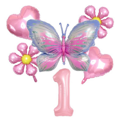 6db 32 hüvelykes számú alumínium fólia léggömb öltöny Pillangó Virág Babazuhany Dekor Születésnapi Party Esküvői Globos Fesztivál kellékek