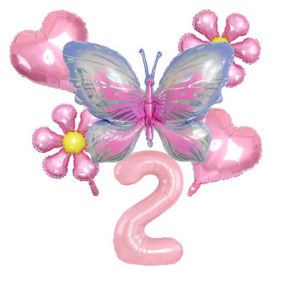 6db 32 hüvelykes számú alumínium fólia léggömb öltöny Pillangó Virág Babazuhany Dekor Születésnapi Party Esküvői Globos Fesztivál kellékek