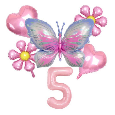 6db 32 hüvelykes számú alumínium fólia léggömb öltöny Pillangó Virág Babazuhany Dekor Születésnapi Party Esküvői Globos Fesztivál kellékek