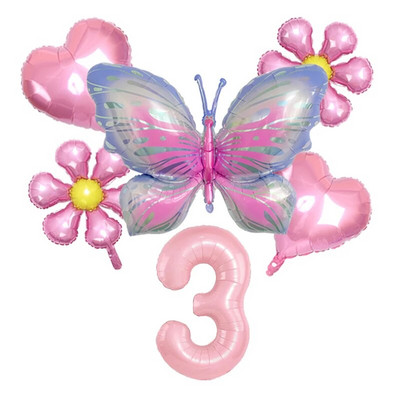 6db 32 hüvelykes számú alumínium fólia léggömb öltöny Pillangó Virág Babazuhany Dekor Születésnapi Party Esküvői Globos Fesztivál kellékek