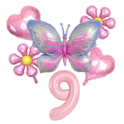 6db 32 hüvelykes számú alumínium fólia léggömb öltöny Pillangó Virág Babazuhany Dekor Születésnapi Party Esküvői Globos Fesztivál kellékek