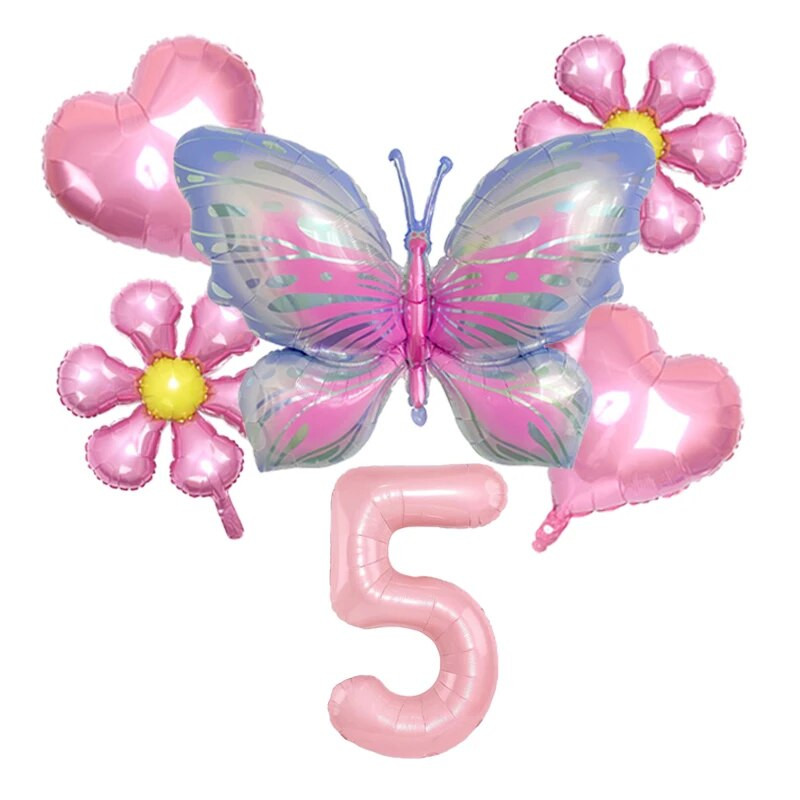 6db 32 hüvelykes számú alumínium fólia léggömb öltöny Pillangó Virág Babazuhany Dekor Születésnapi Party Esküvői Globos Fesztivál kellékek