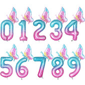 32-инчов балон с градиентно число 0-9 Дигитален фолиен балон с хелий Пеперуда Момиче Декорация за рожден ден Декорация за парти Baby Shower Детски подаръци