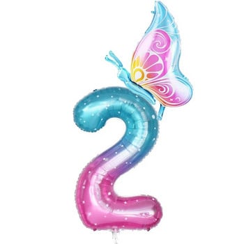32 ιντσών Gradient Number Balloon 0-9 Digital Foil Helium Balloon Butterfly Girl Διακόσμηση πάρτι γενεθλίων Baby Shower Παιδικά δώρα