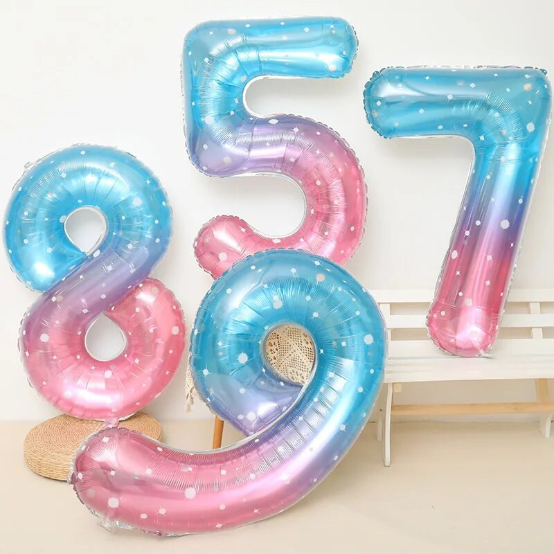32-инчов балон с градиентно число 0-9 Дигитален фолиен балон с хелий Пеперуда Момиче Декорация за рожден ден Декорация за парти Baby Shower Детски подаръци